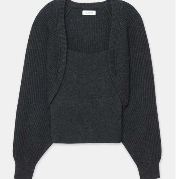 Naadam Wool Cashmere Fisherman Layered Sweater Smoke Black Size XS or S NWT - Picture 3 of 7